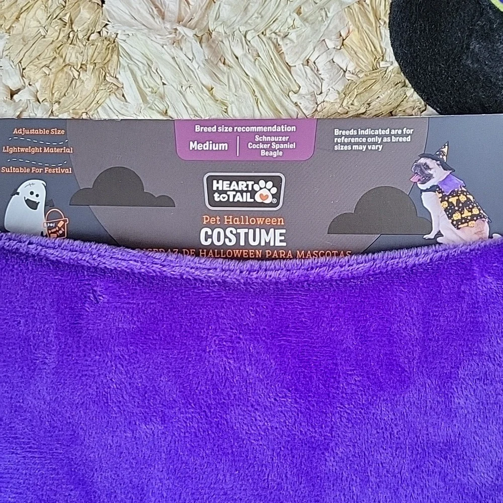 Heart to tail dog costumes, skeleton and witch, set of 2 (medium size dogs)